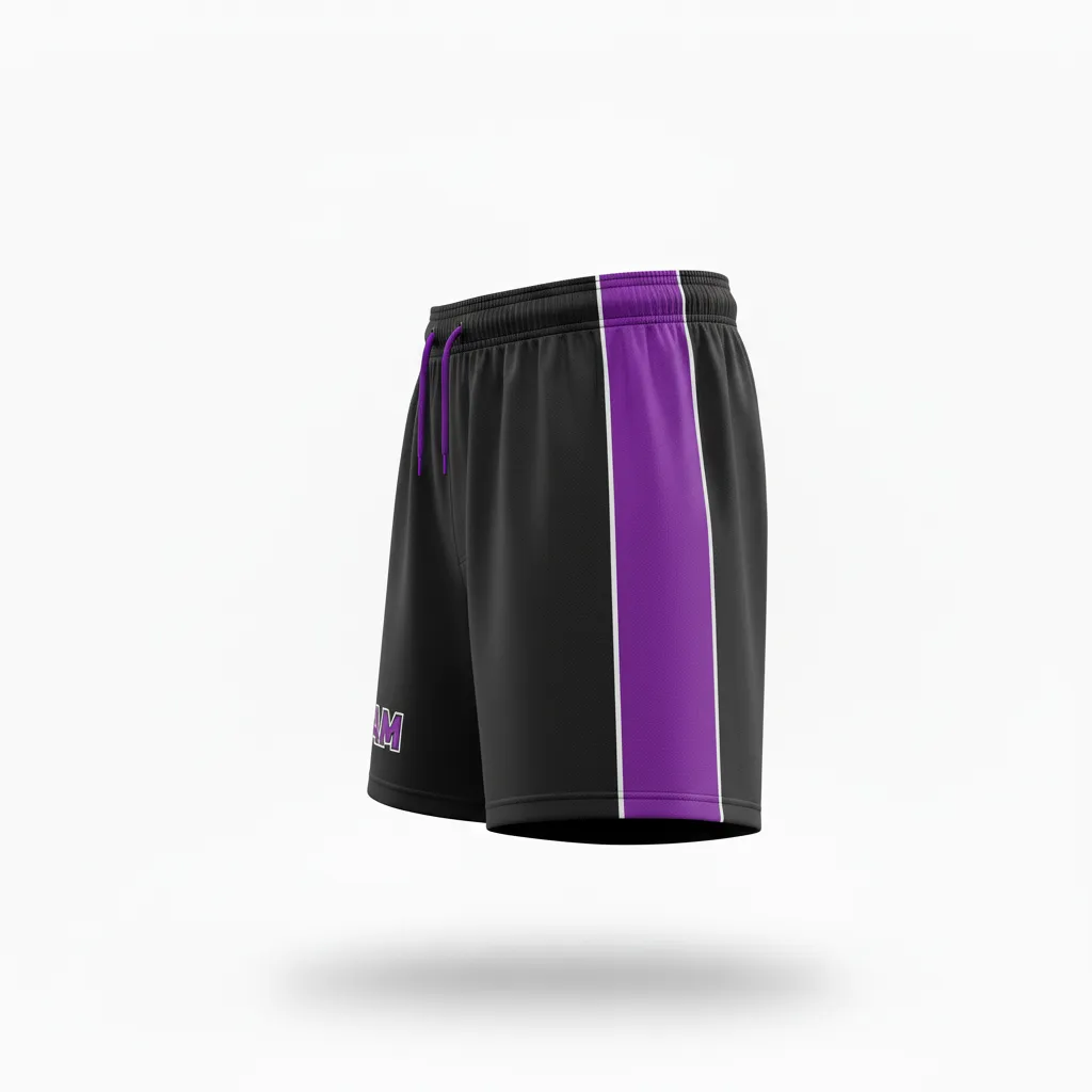 Custom Rugby Training Shorts - Purple, White - All Blacks - Side View - Kinexa Sportswear