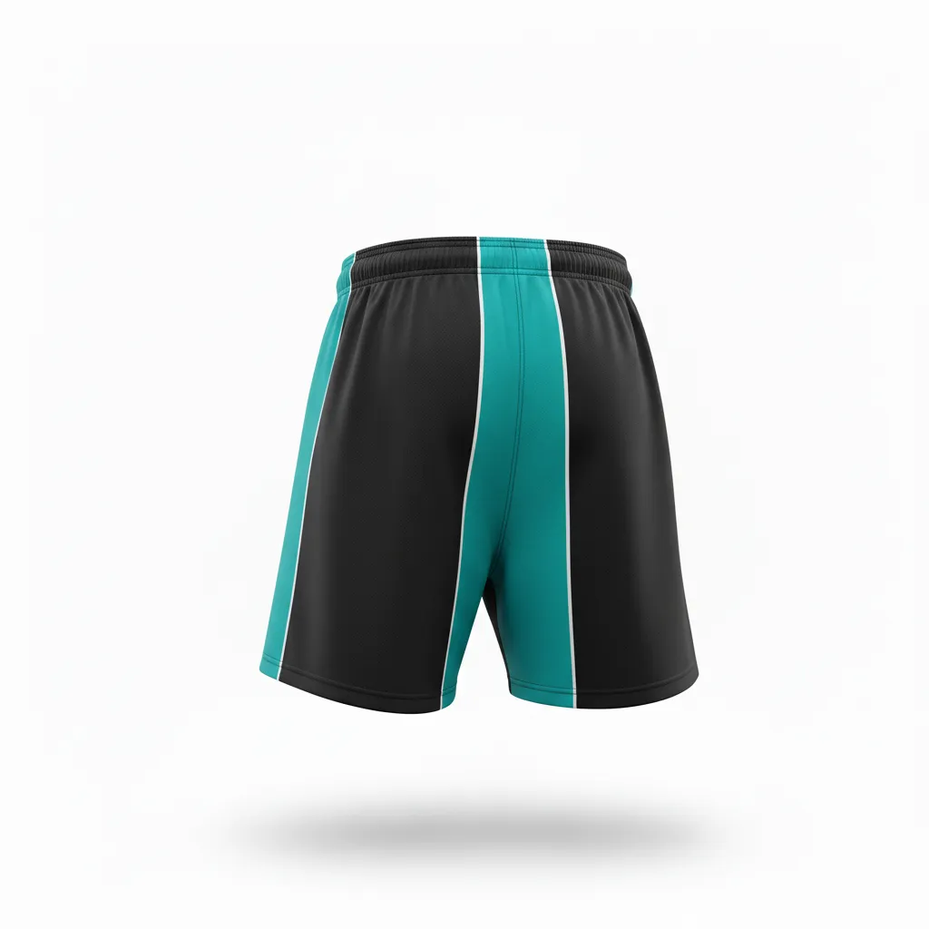 Custom Rugby Training Shorts - Teal, White - All Blacks - Back View - Kinexa Sportswear