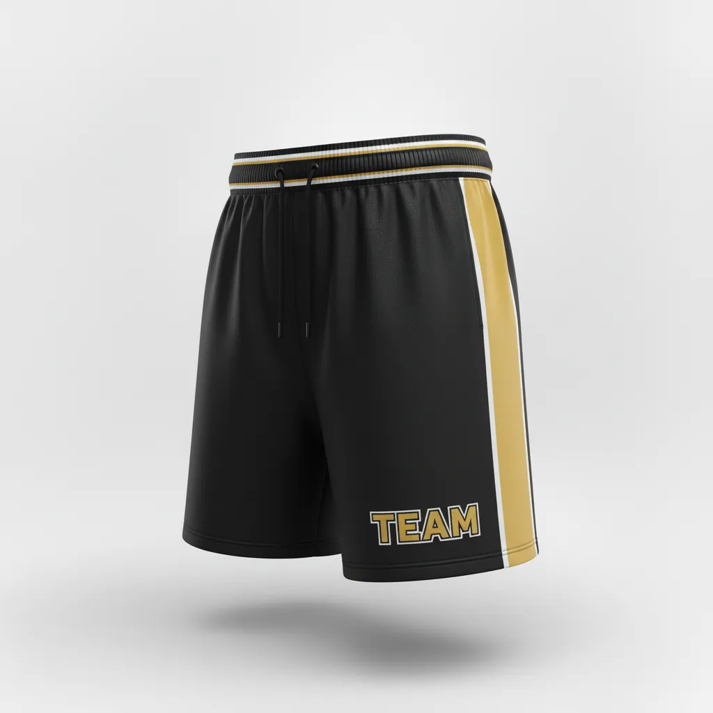 Custom Rugby Training Shorts - Gold, White - All Blacks Vegas - Front View - Kinexa Sportswear