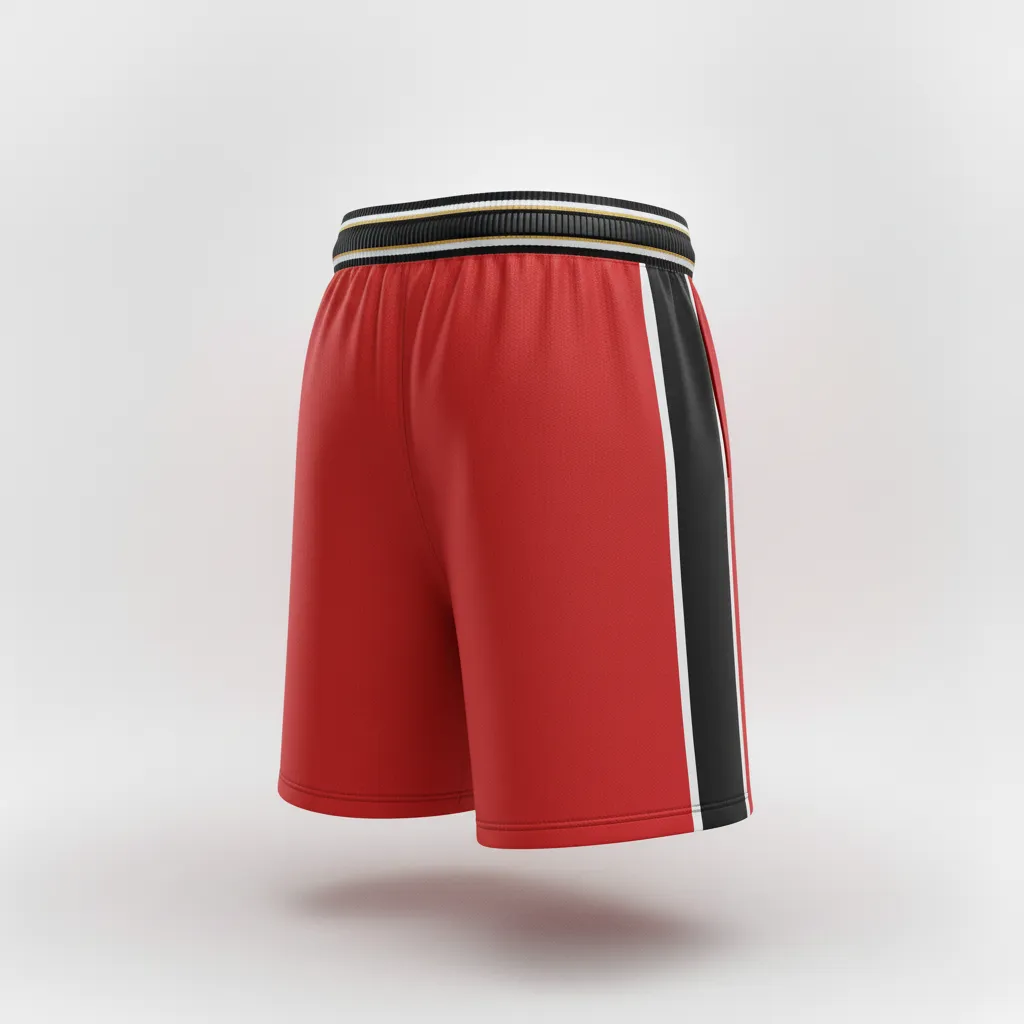 Custom Rugby Training Shorts - Red, White - Athletic All Blacks - Back View - Kinexa Sportswear