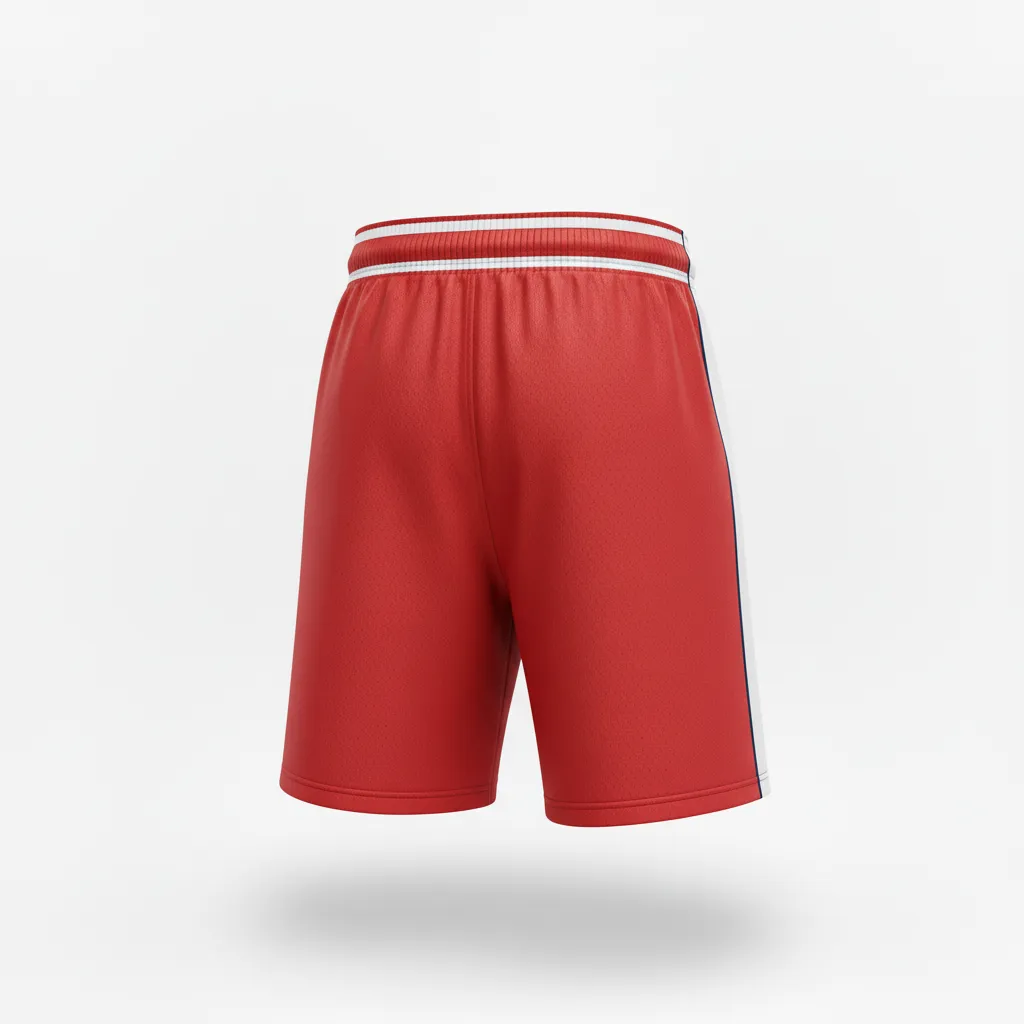 Custom Rugby Training Shorts - Red, White, Navy - Athletic - Back View - Kinexa Sportswear