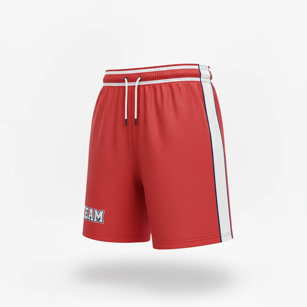 Custom Rugby Training Shorts - Red, White, Navy - Athletic - Front View - Kinexa Sportswear