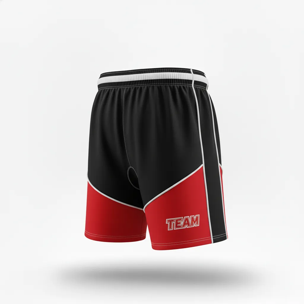 Custom Rugby Two Tone Shorts - Red, White - All Blacks Athletic - Back View - Kinexa Sportswear