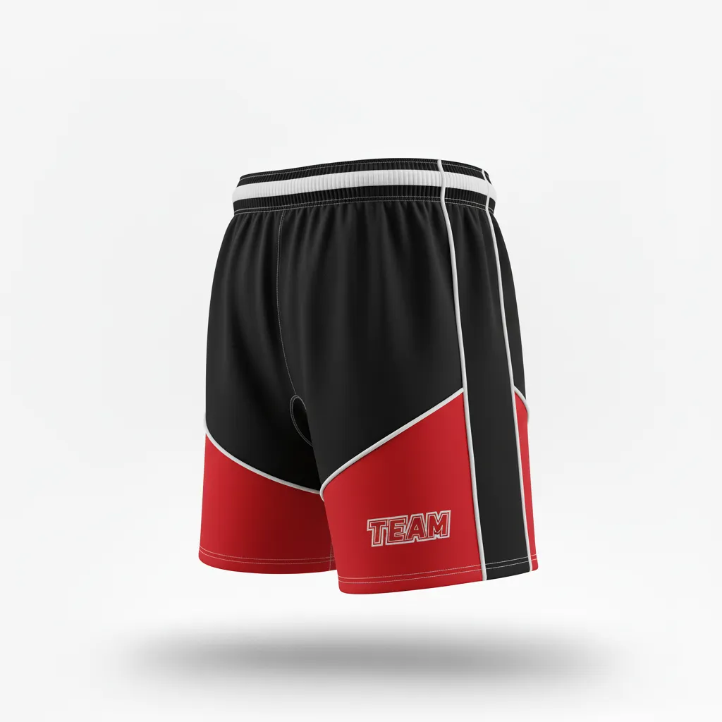 Custom Rugby Two Tone Shorts - Red, White - All Blacks Athletic - Front View - Kinexa Sportswear