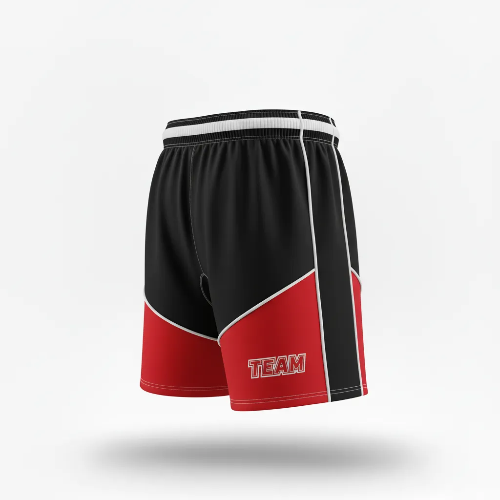Custom Rugby Two Tone Shorts - Red, White - All Blacks Athletic - Side View - Kinexa Sportswear
