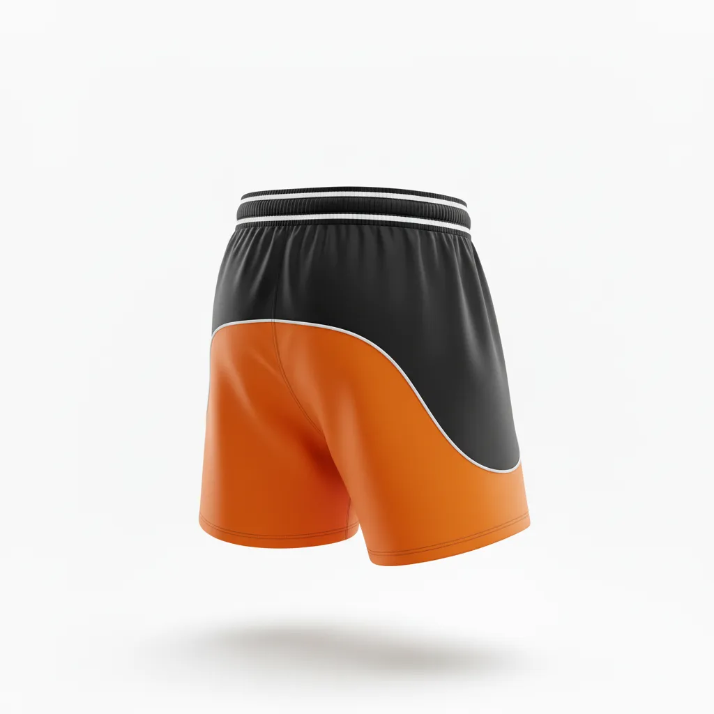 Custom Rugby Two Tone Shorts - Orange, White - All Blacks - Back View - Kinexa Sportswear