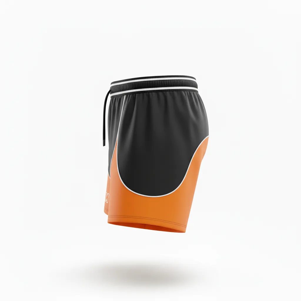 Custom Rugby Two Tone Shorts - Orange, White - All Blacks - Side View - Kinexa Sportswear
