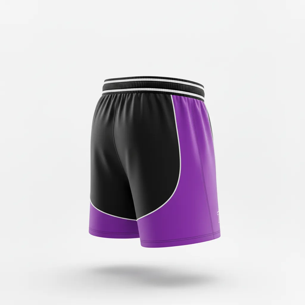 Custom Rugby Two Tone Shorts - Purple, White - All Blacks - Back View - Kinexa Sportswear