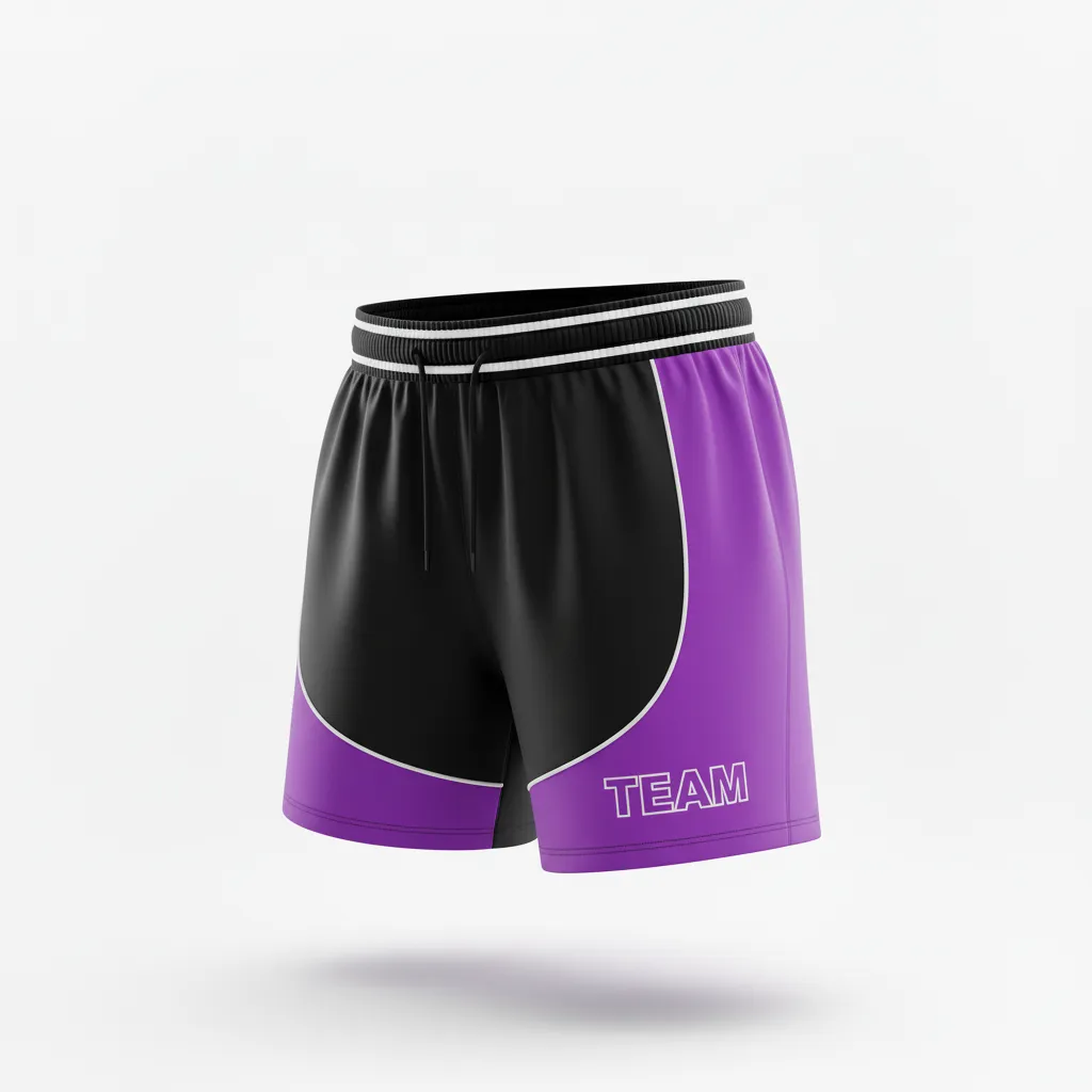 Custom Rugby Two Tone Shorts - Purple, White - All Blacks - Front View - Kinexa Sportswear