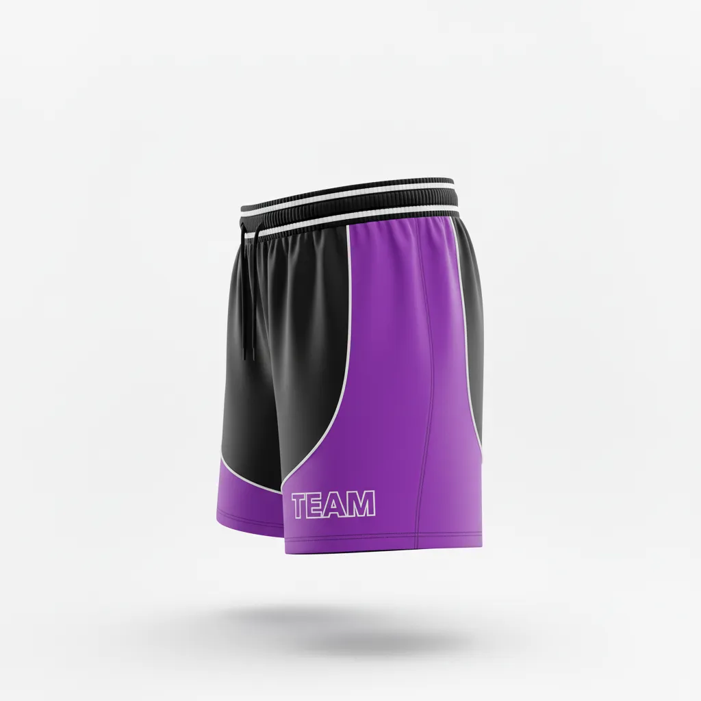 Custom Rugby Two Tone Shorts - Purple, White - All Blacks - Side View - Kinexa Sportswear