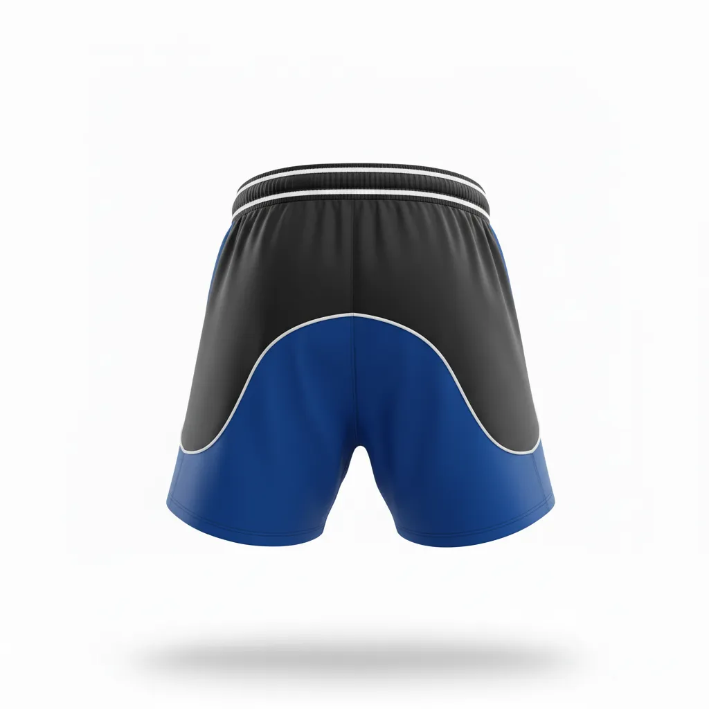 Custom Rugby Two Tone Shorts - Blue, White - All Blacks Royal - Back View - Kinexa Sportswear