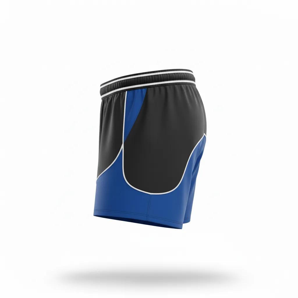 Custom Rugby Two Tone Shorts - Blue, White - All Blacks Royal - Side View - Kinexa Sportswear