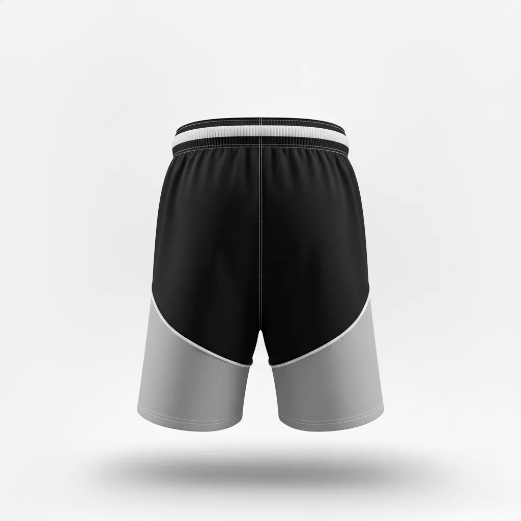 Custom Rugby Two Tone Shorts - Silver, White - All Blacks - Back View - Kinexa Sportswear