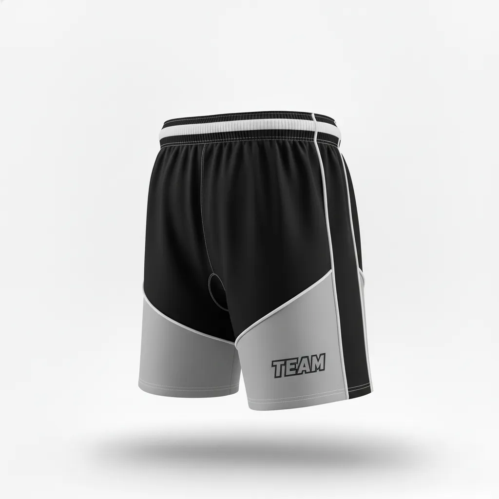 Custom Rugby Two Tone Shorts - Silver, White - All Blacks - Front View - Kinexa Sportswear
