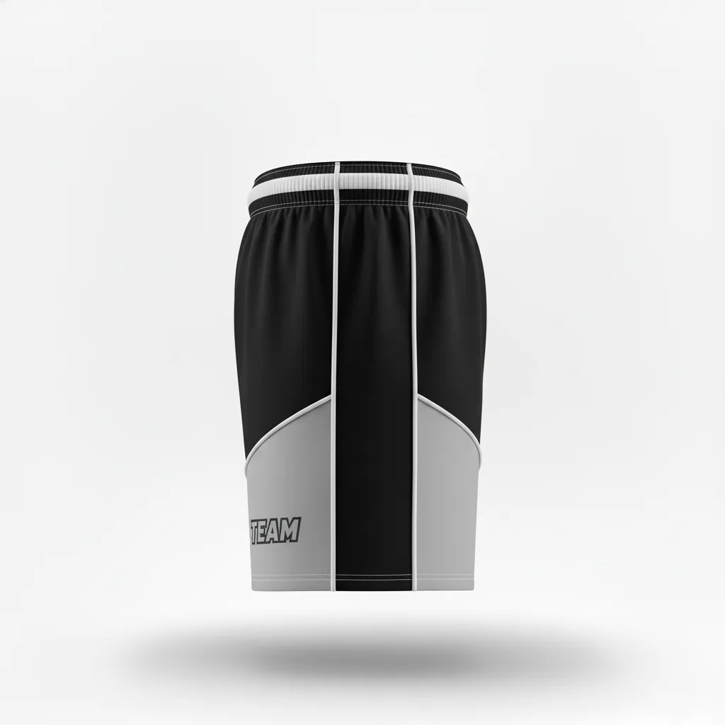 Custom Rugby Two Tone Shorts - Silver, White - All Blacks - Side View - Kinexa Sportswear