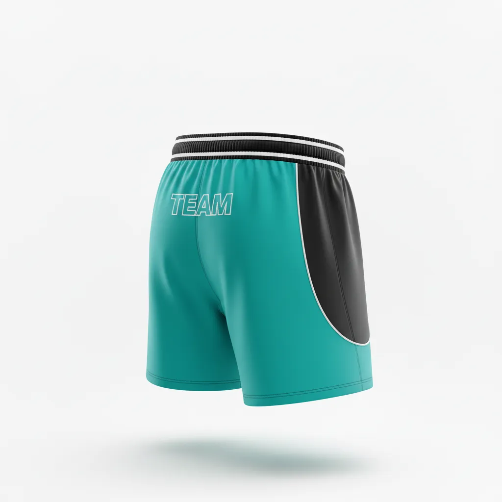 Custom Rugby Two Tone Shorts - Teal, White - All Blacks - Back View - Kinexa Sportswear