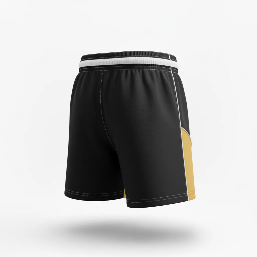 Custom Rugby Two Tone Shorts - Gold, White - All Blacks Vegas - Back View - Kinexa Sportswear