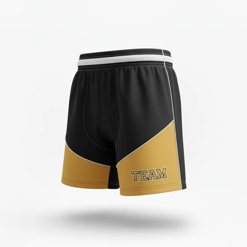 Custom Rugby Two Tone Shorts - Gold, White - All Blacks Vegas - Side View - Kinexa Sportswear