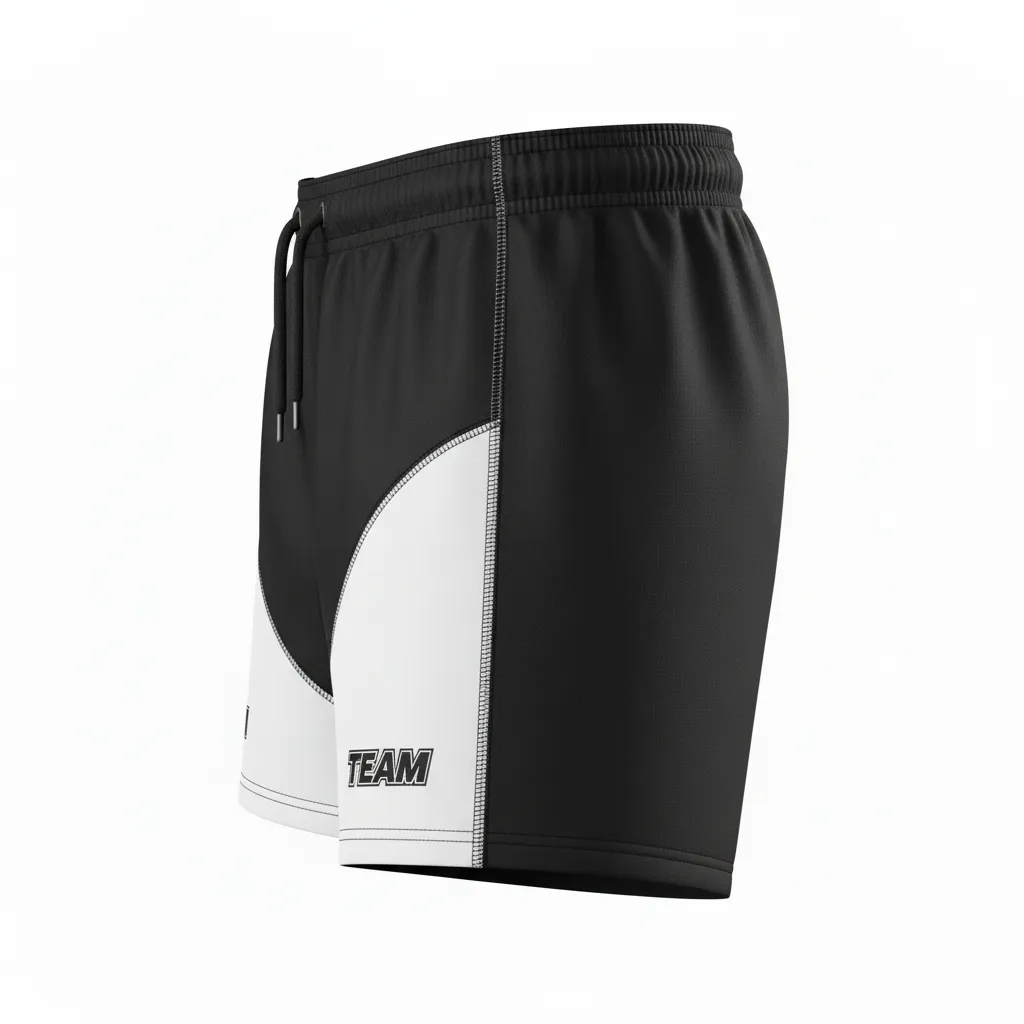 Custom Rugby Two Tone Shorts - White, Silver - All Blacks - Side View - Kinexa Sportswear