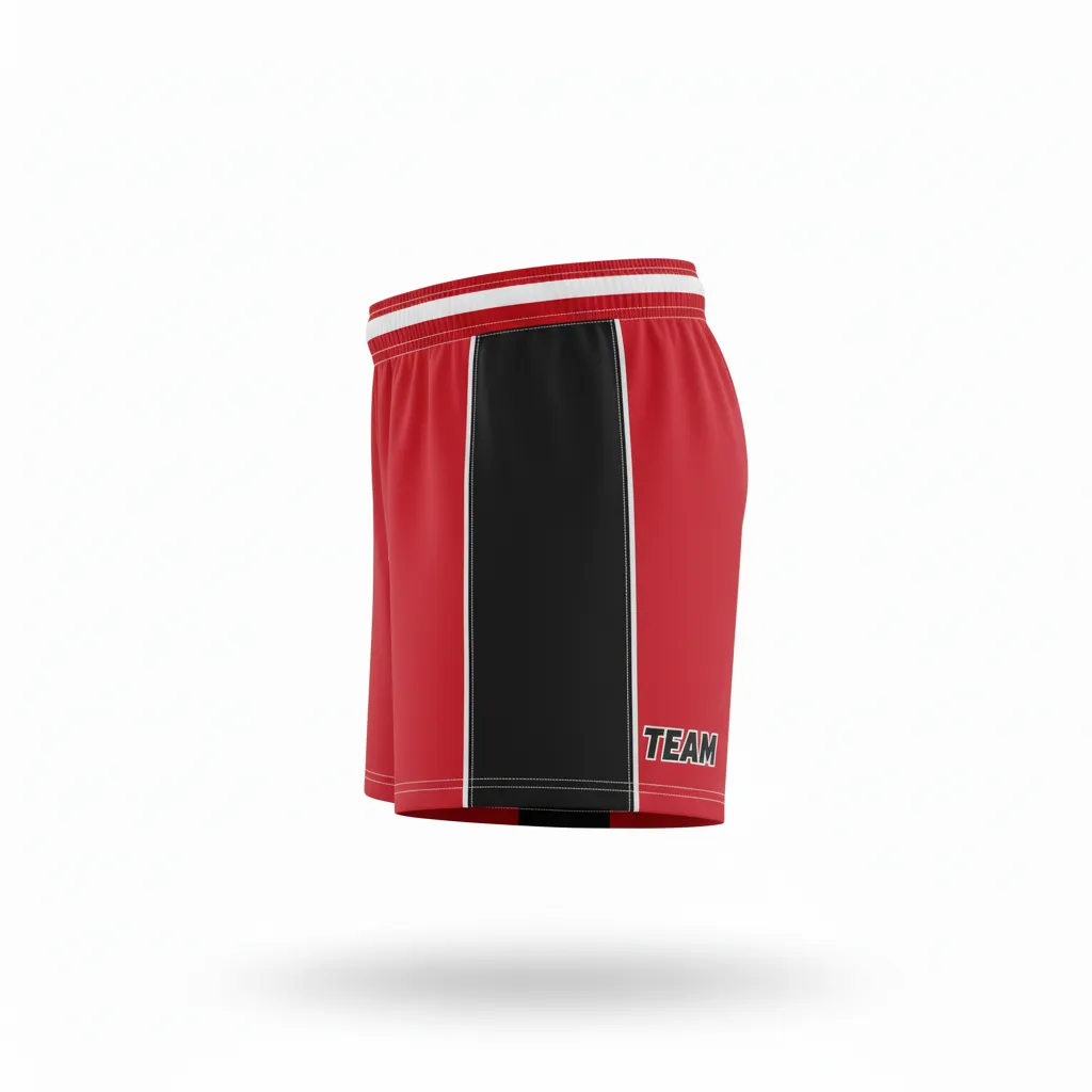 Custom Rugby Two Tone Shorts - Red, White - Athletic All Blacks - Side View - Kinexa Sportswear