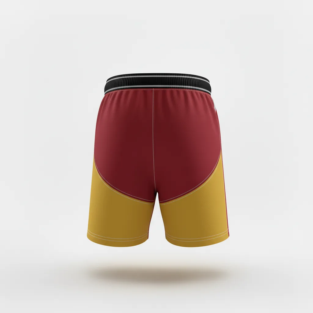 Custom Rugby Two Tone Shorts - Burgundy, Gold, White - Vegas - Back View - Kinexa Sportswear