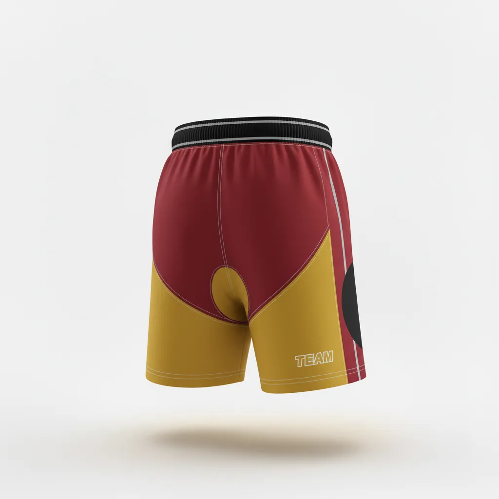 Custom Rugby Two Tone Shorts - Burgundy, Gold, White - Vegas - Front View - Kinexa Sportswear