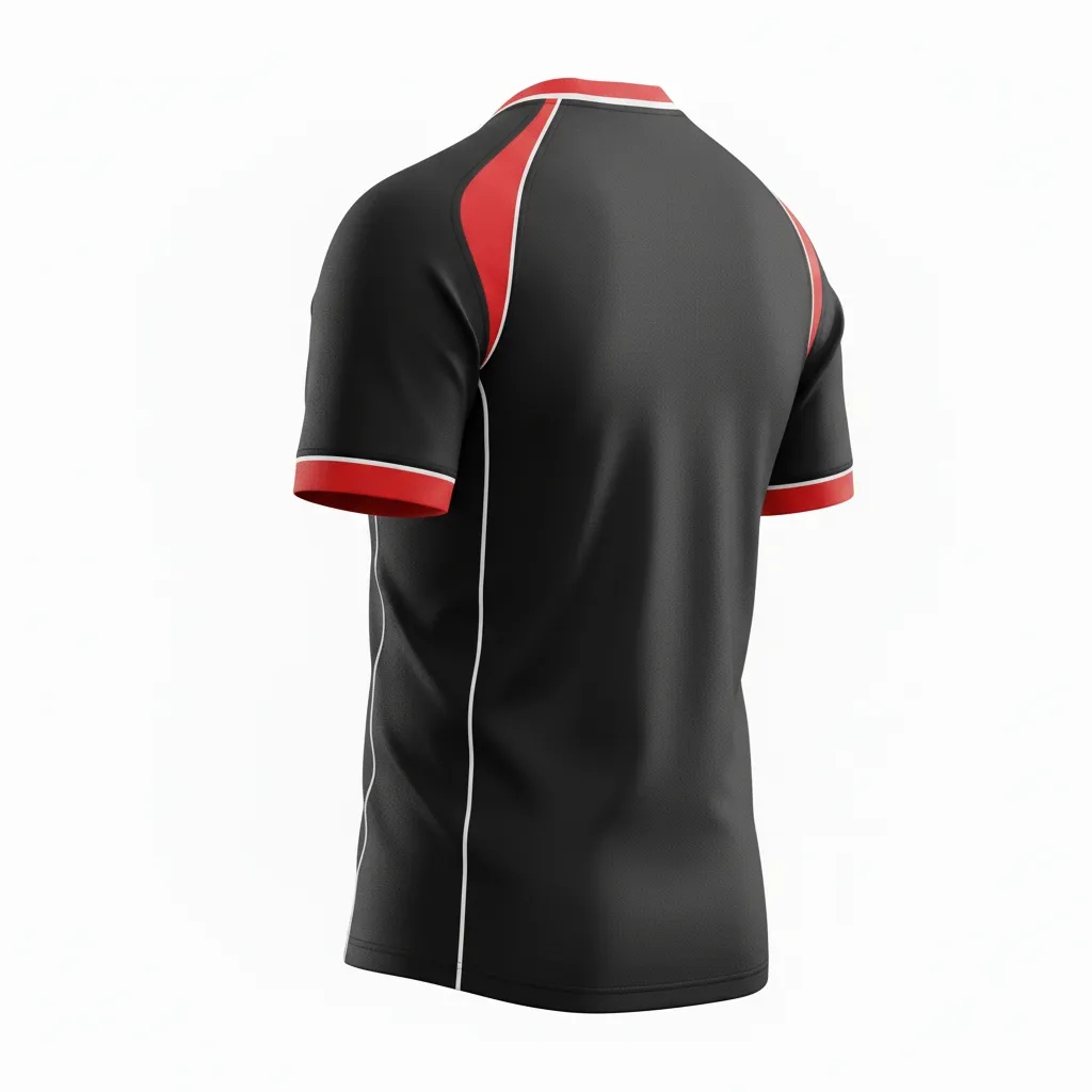 Custom Rugby V Neck Rugby Jersey - Red, White - All Blacks Athletic - Back View - Kinexa Sportswear