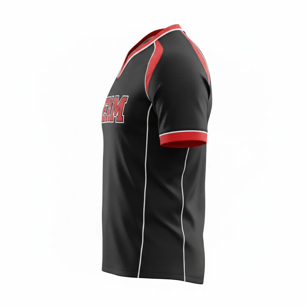 Custom Rugby V Neck Rugby Jersey - Red, White - All Blacks Athletic - Side View - Kinexa Sportswear