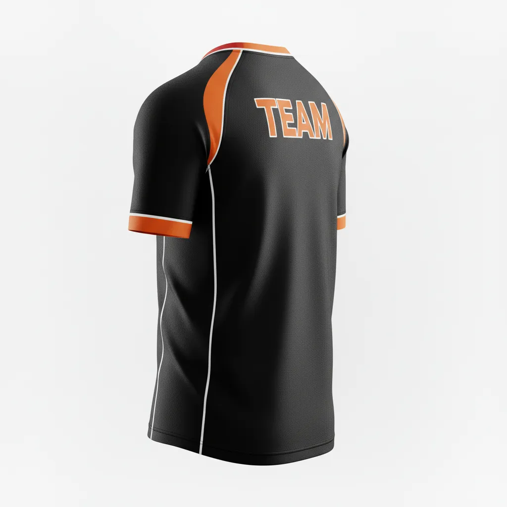Custom Rugby V Neck Rugby Jersey - Orange, White - All Blacks - Back View - Kinexa Sportswear