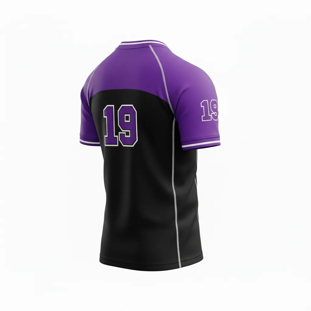 Custom Rugby V Neck Rugby Jersey - Purple, White - All Blacks - Back View - Kinexa Sportswear