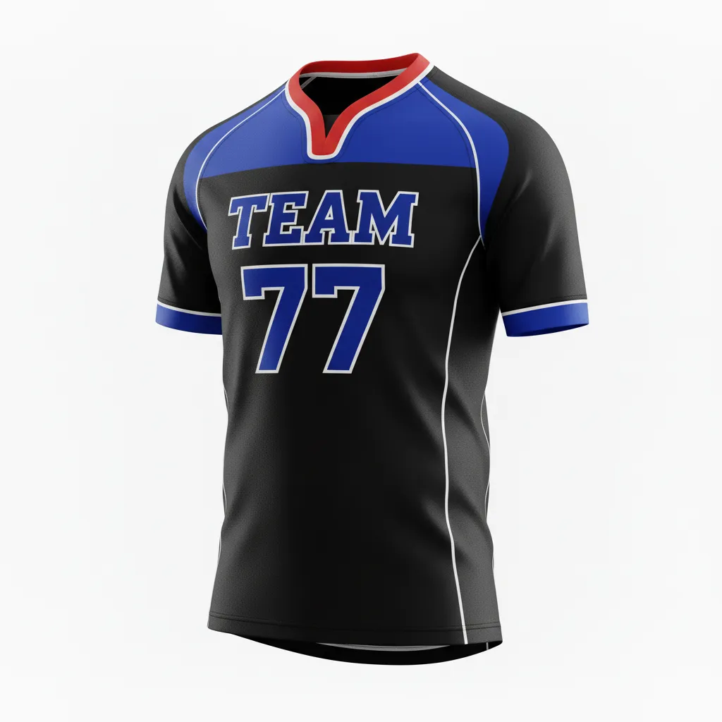 Custom Rugby V Neck Rugby Jersey - Blue, White - All Blacks Royal - Front View - Kinexa Sportswear