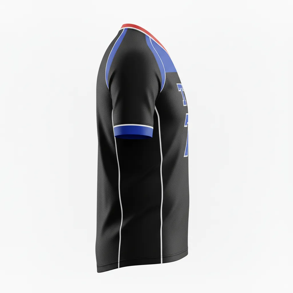 Custom Rugby V Neck Rugby Jersey - Blue, White - All Blacks Royal - Side View - Kinexa Sportswear