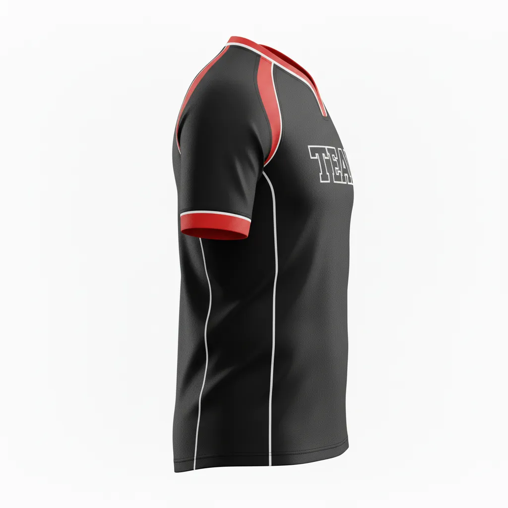 Custom Rugby V Neck Rugby Jersey - Silver, White - All Blacks - Side View - Kinexa Sportswear