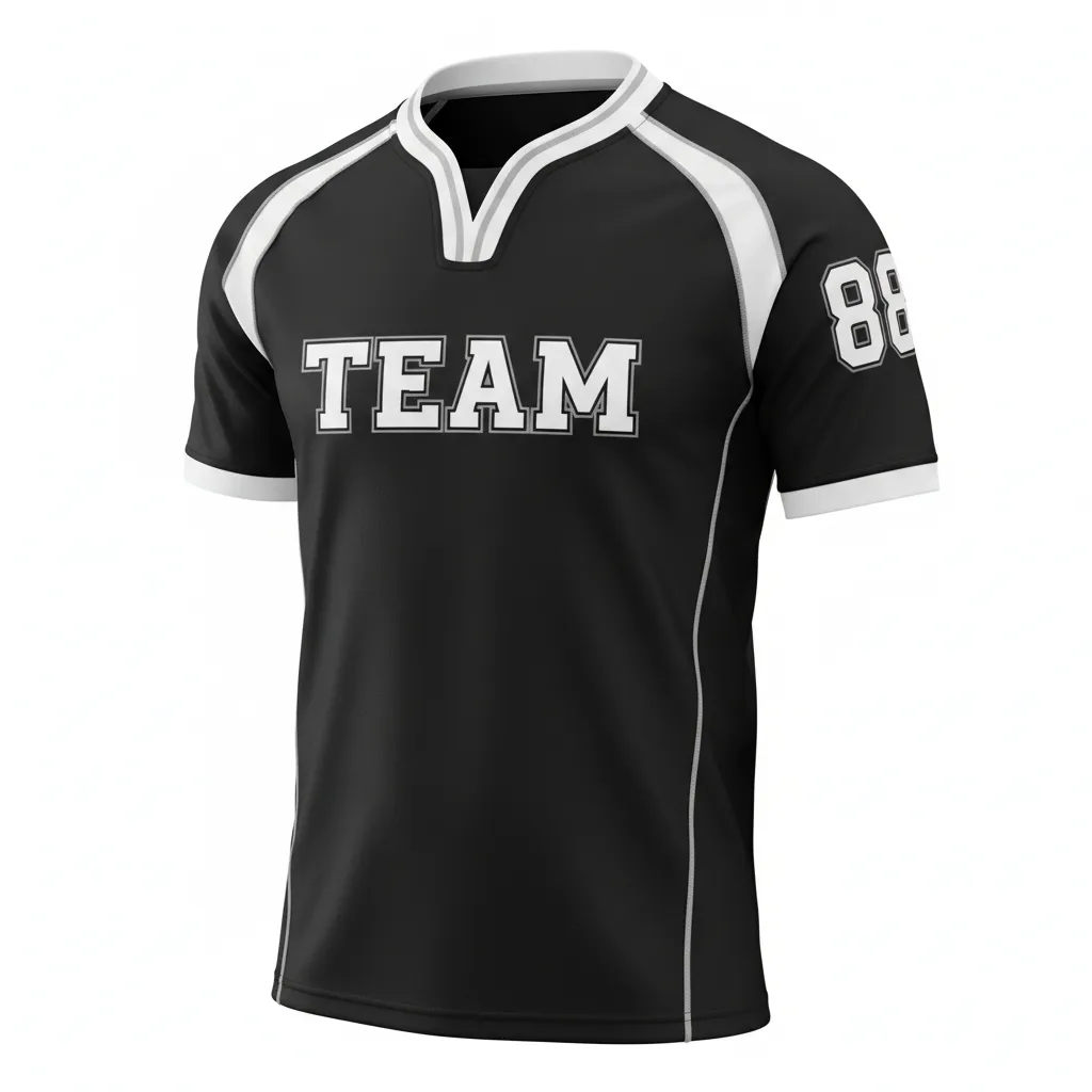 Custom Rugby V Neck Rugby Jersey - White, Silver - All Blacks - Front View - Kinexa Sportswear