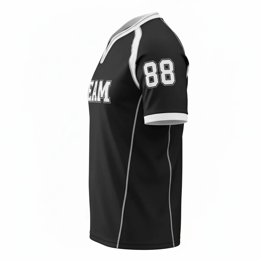 Custom Rugby V Neck Rugby Jersey - White, Silver - All Blacks - Side View - Kinexa Sportswear