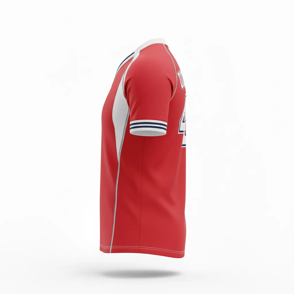 Custom Rugby V Neck Rugby Jersey - Red, White, Navy - Athletic - Back View - Kinexa Sportswear