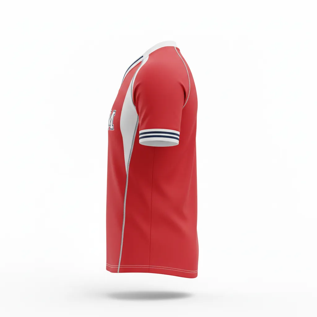 Custom Rugby V Neck Rugby Jersey - Red, White, Navy - Athletic - Side View - Kinexa Sportswear