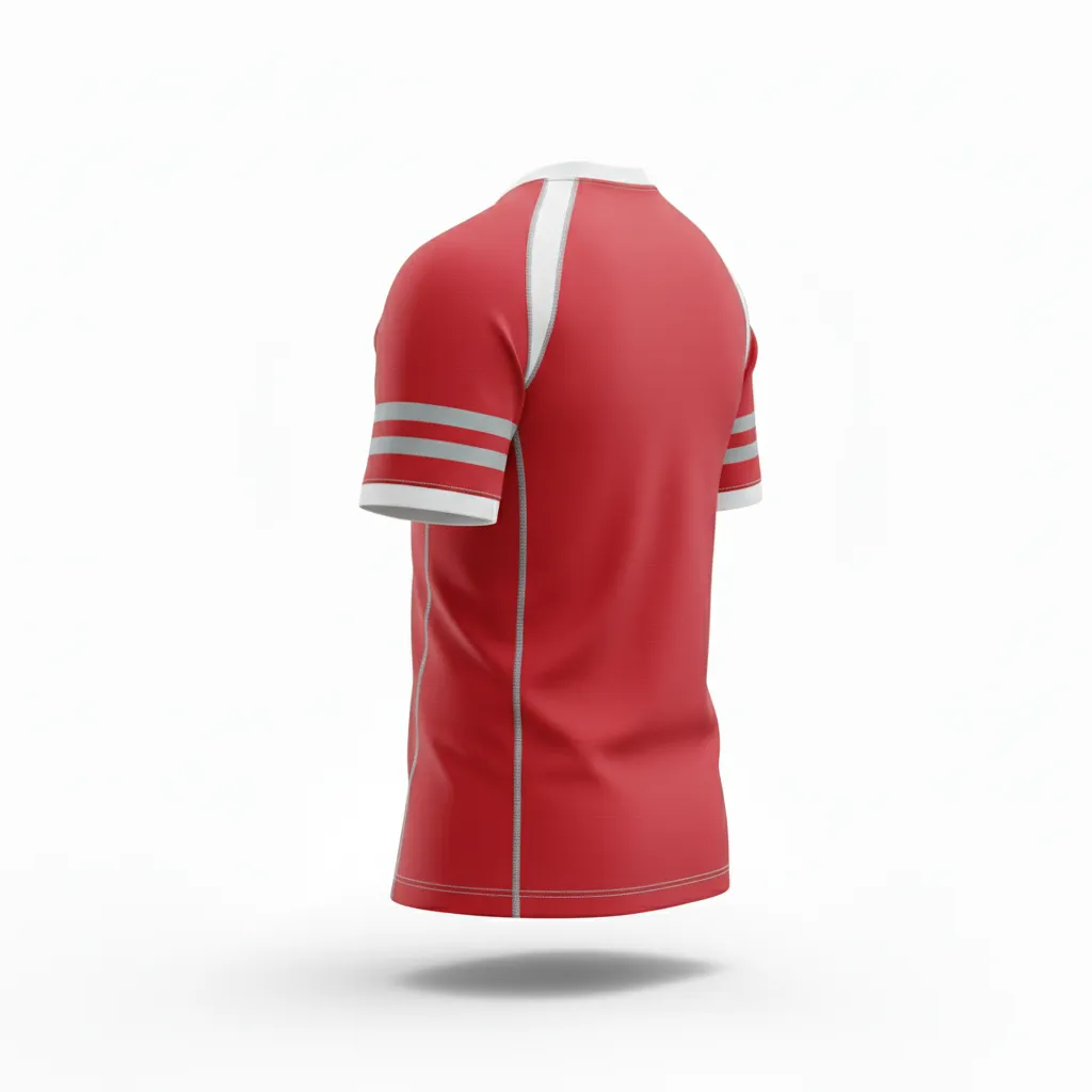 Custom Rugby V Neck Rugby Jersey - White, Silver - Cardinal - Back View - Kinexa Sportswear