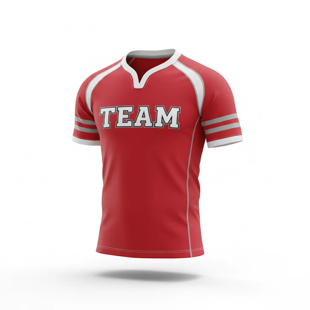 Custom Rugby V Neck Rugby Jersey - White, Silver - Cardinal - Front View - Kinexa Sportswear