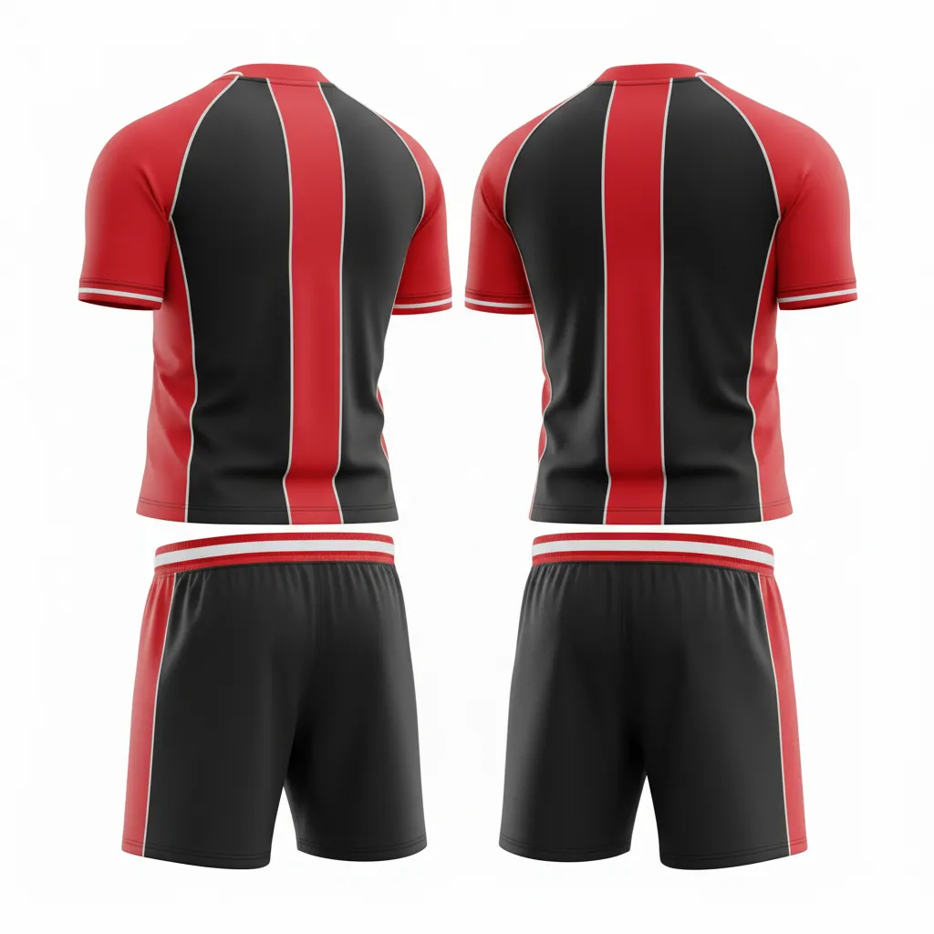 Custom Rugby V Neck Rugby Uniforms - Red, White - All Blacks Athletic - Back View - Kinexa Sportswear