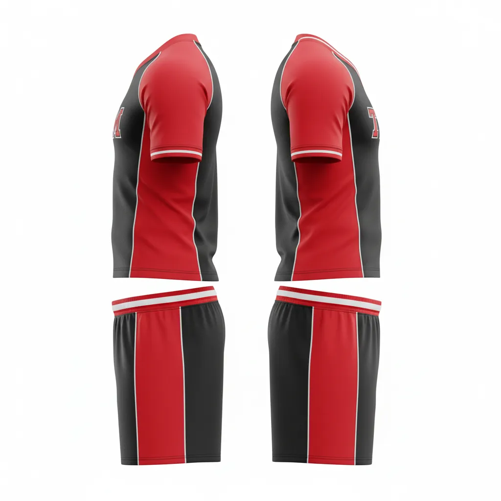 Custom Rugby V Neck Rugby Uniforms - Red, White - All Blacks Athletic - Side View - Kinexa Sportswear