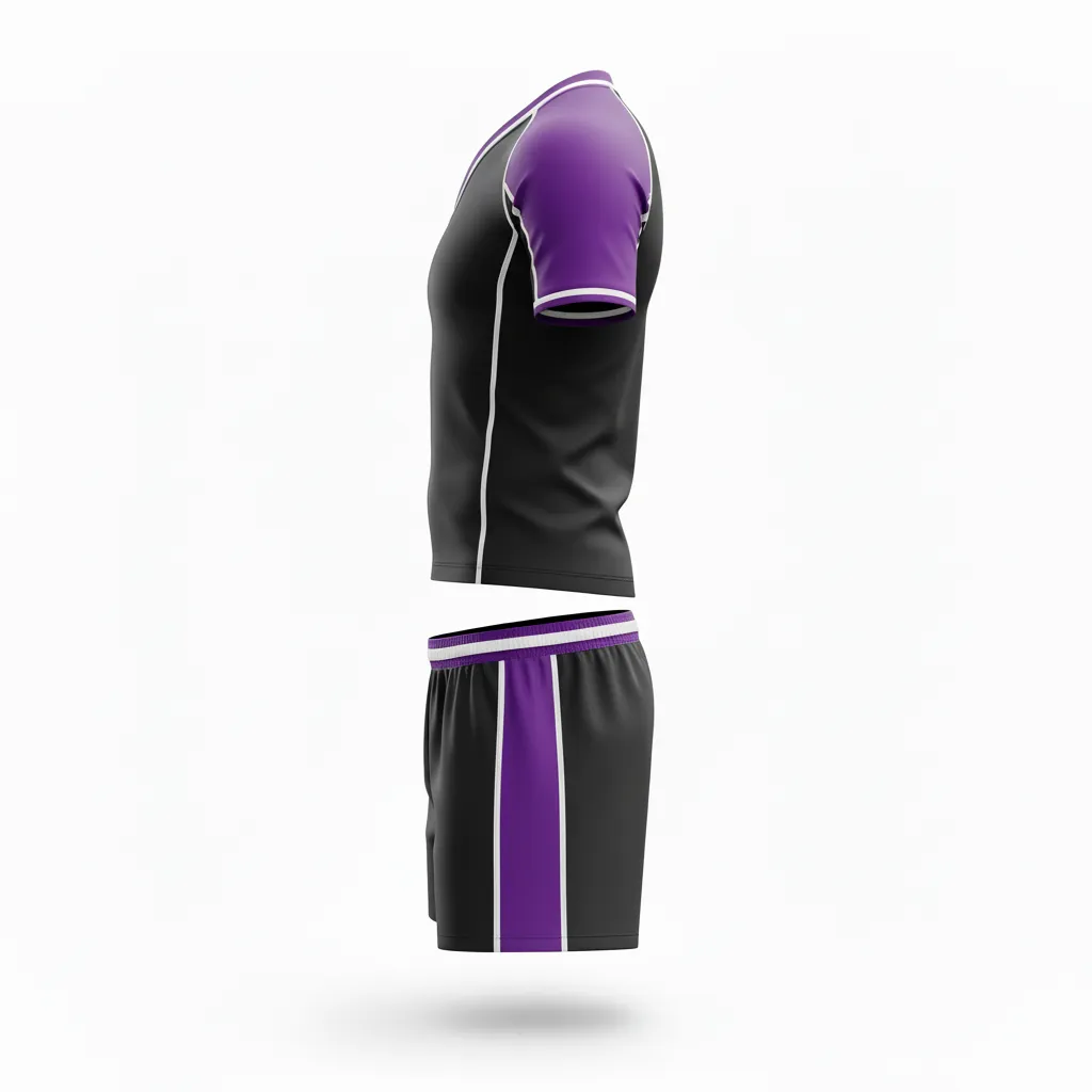 Custom Rugby V Neck Rugby Uniforms - Purple, White - All Blacks - Back View - Kinexa Sportswear