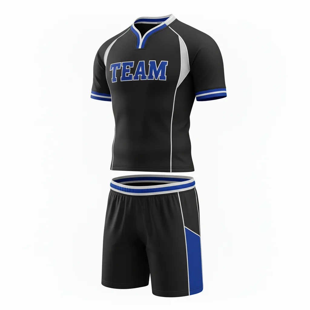 Custom Rugby V Neck Rugby Uniforms - Blue, White - All Blacks Royal - Front View - Kinexa Sportswear