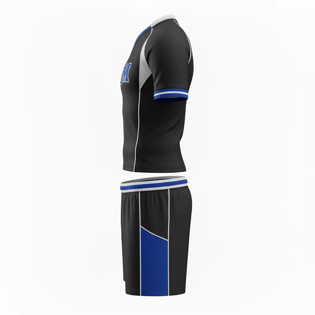 Custom Rugby V Neck Rugby Uniforms - Blue, White - All Blacks Royal - Side View - Kinexa Sportswear