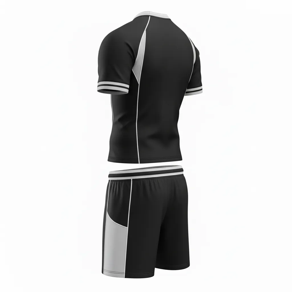 Custom Rugby V Neck Rugby Uniforms - Silver, White - All Blacks - Back View - Kinexa Sportswear