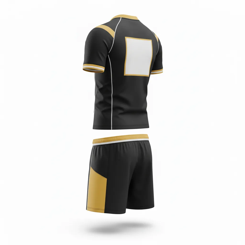 Custom Rugby V Neck Rugby Uniforms - Gold, White - All Blacks Vegas - Back View - Kinexa Sportswear