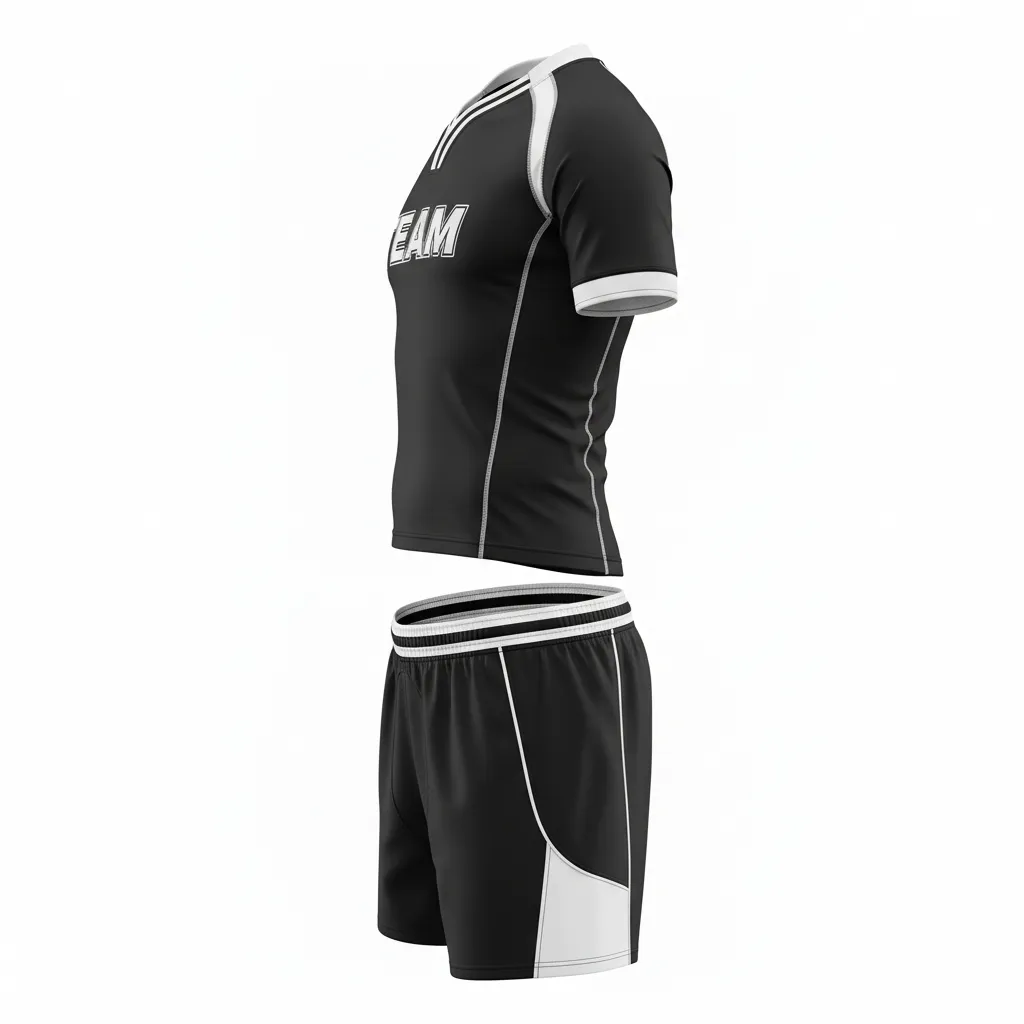 Custom Rugby V Neck Rugby Uniforms - White, Silver - All Blacks - Side View - Kinexa Sportswear