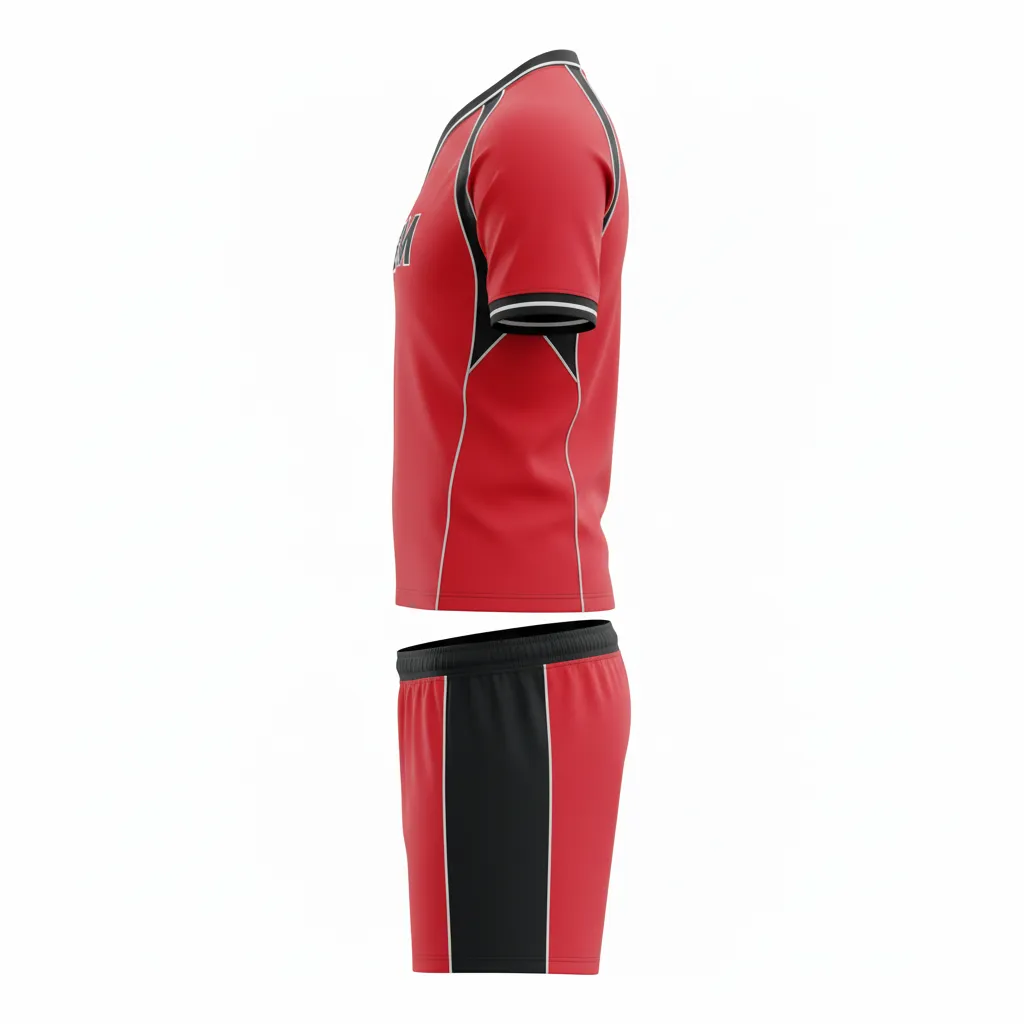 Custom Rugby V Neck Rugby Uniforms - Red, White - Athletic All Blacks - Side View - Kinexa Sportswear