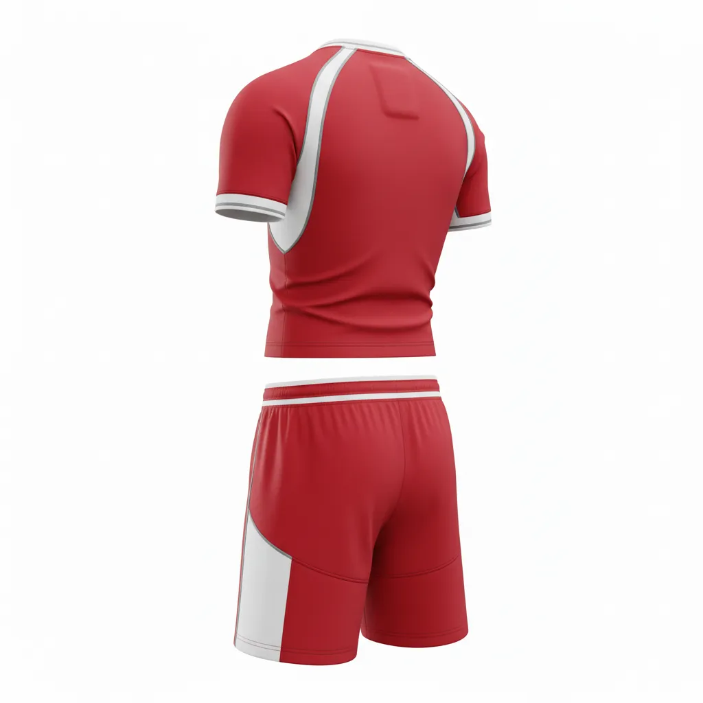 Custom Rugby V Neck Rugby Uniforms - White, Silver - Cardinal - Back View - Kinexa Sportswear