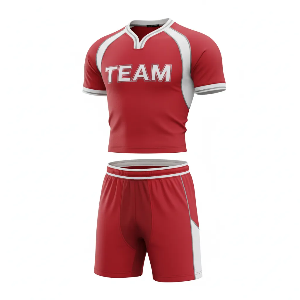 Custom Rugby V Neck Rugby Uniforms - White, Silver - Cardinal - Front View - Kinexa Sportswear
